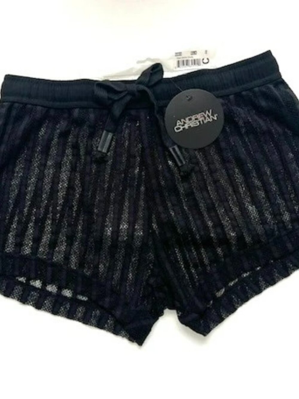 Andrew Christian Size S Sheer Mesh Motion Workout Shorts - Black